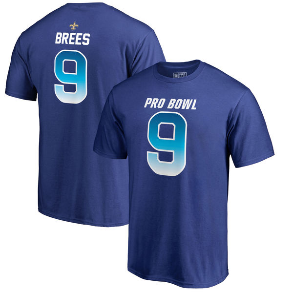 Saints Drew Brees AFC Pro Line 2018 NFL Pro Bowl Royal T-Shirt