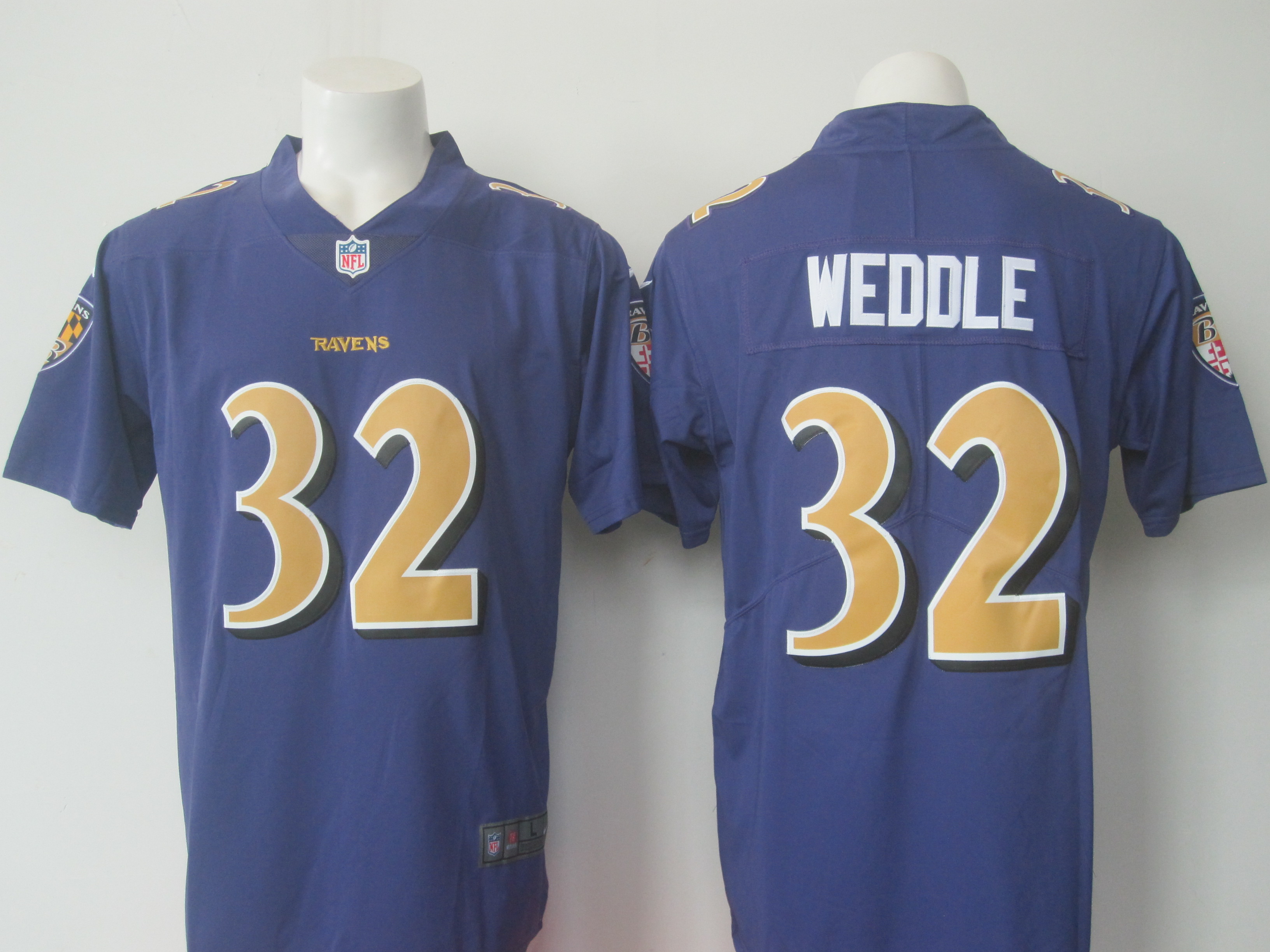 Men's Baltimore Ravens #32 Eric Weddle Purple Limited Rush NFL Jersey