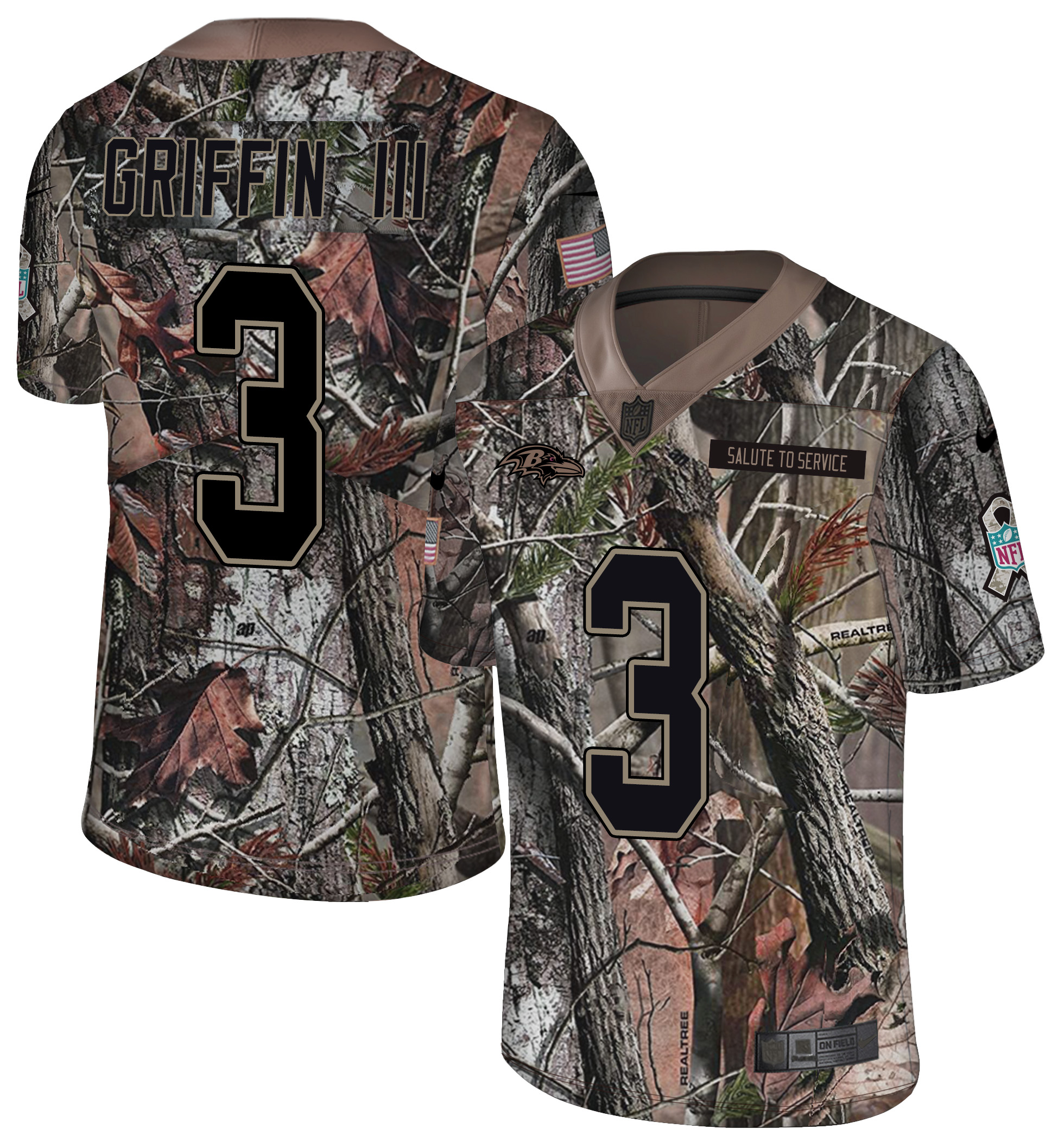 Men's Ravens #3 Robert Griffin III Camo Realtree 2018 Rush Limited Stitched NFL Jersey