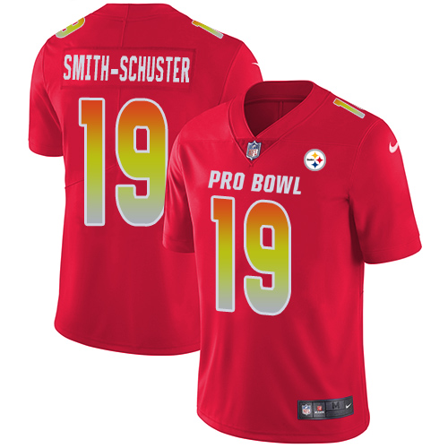 Men's AFC Pittsburgh Steelers #19 JuJu Smith-Schuster Red 2019 Pro Bowl NFL Game Jersey