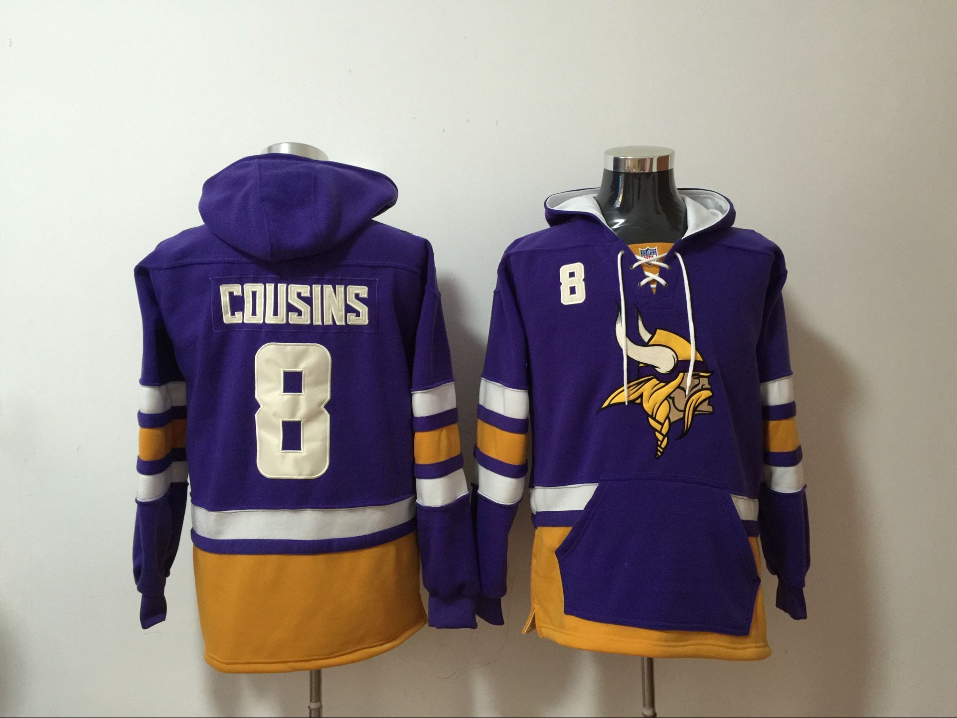 Men's Minnesota Vikings #8 Kirk Cousins Purple All Stitched NFL Hooded Sweatshirt