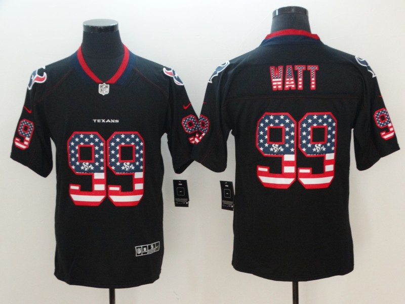 Men's Texans #99 Watt 2018 Black USA Flag Color Rush Limited Fashion NFL Stitched Jersey