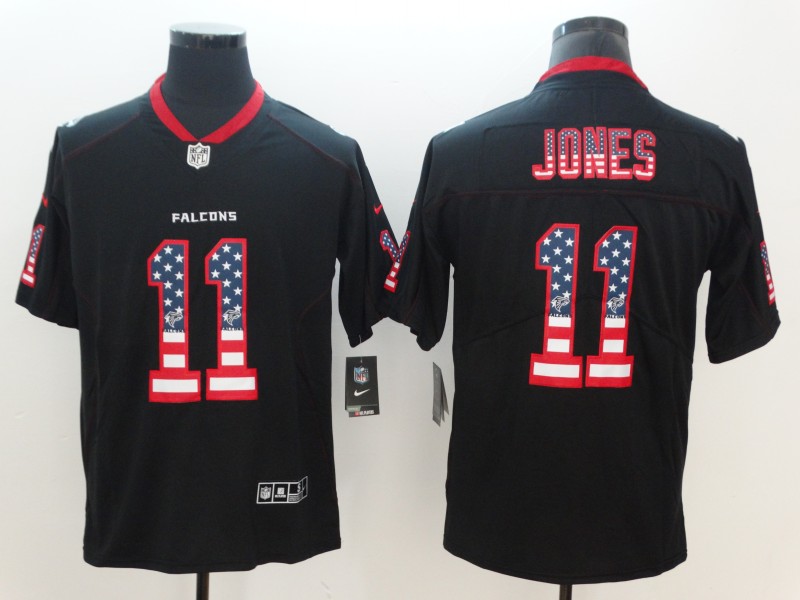 Men's Falcons #11 Julio Jones 2018 Black USA Flag Color Rush Limited Fashion NFL Stitched Jersey