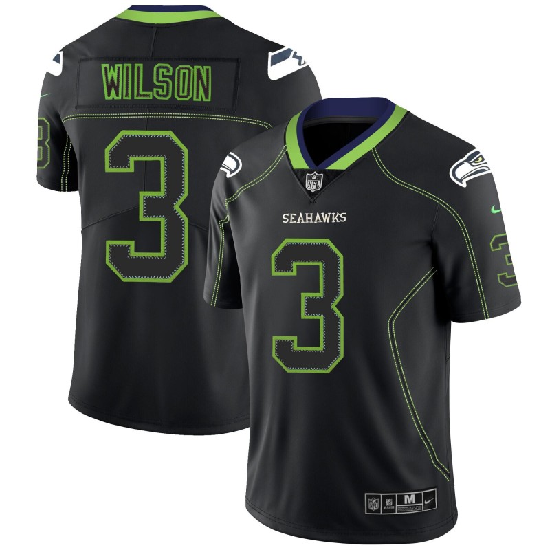 Men's Seattle Seahawks #3 Russell Wilson Black 2018 Lights Out Color Rush NFL Limited Stitched Jersey