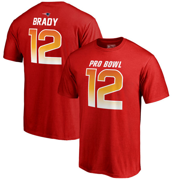 Patriots Tom Brady AFC Pro Line 2018 NFL Pro Bowl Red T-Shirt