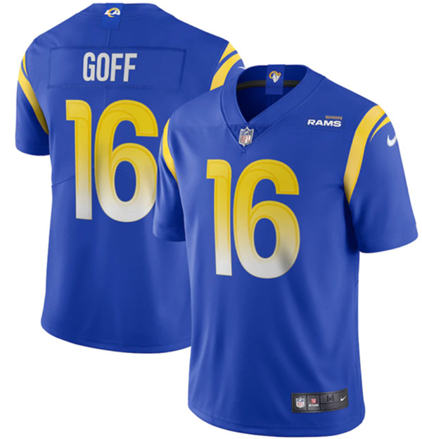 Men's Los Angeles Rams #16 Jared Goff 2020 Royal Vapor Limited Stitched NFL Jersey