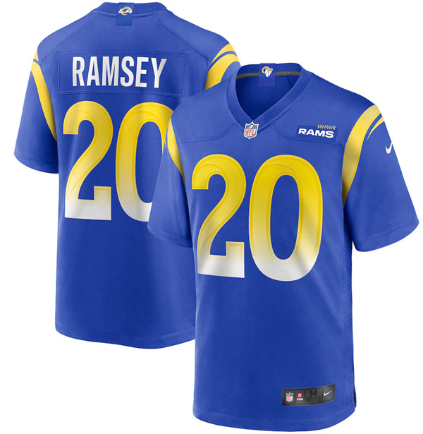 Men's Los Angeles Rams #20 Jalen Ramsey 2020 Royal Game NFL Stitched Jersey