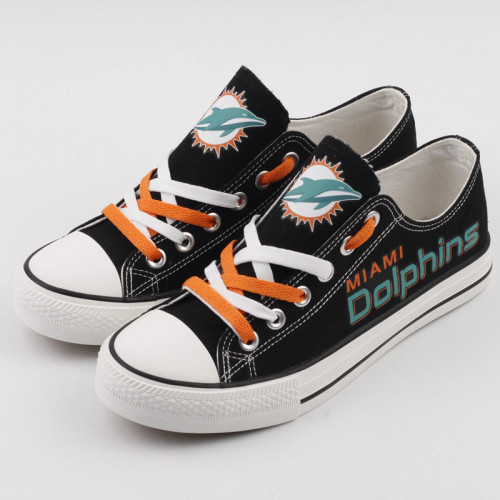 All Sizes NFL Miami Dolphins Repeat Print Low Top Sneakers 007