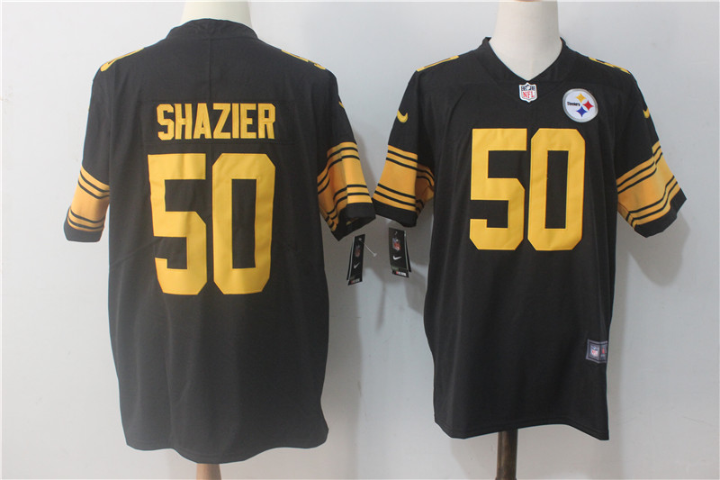 Men's Nike Pittsburgh Steelers #50 Ryan Shazier Black Limited Rush Stitched NFL Jersey