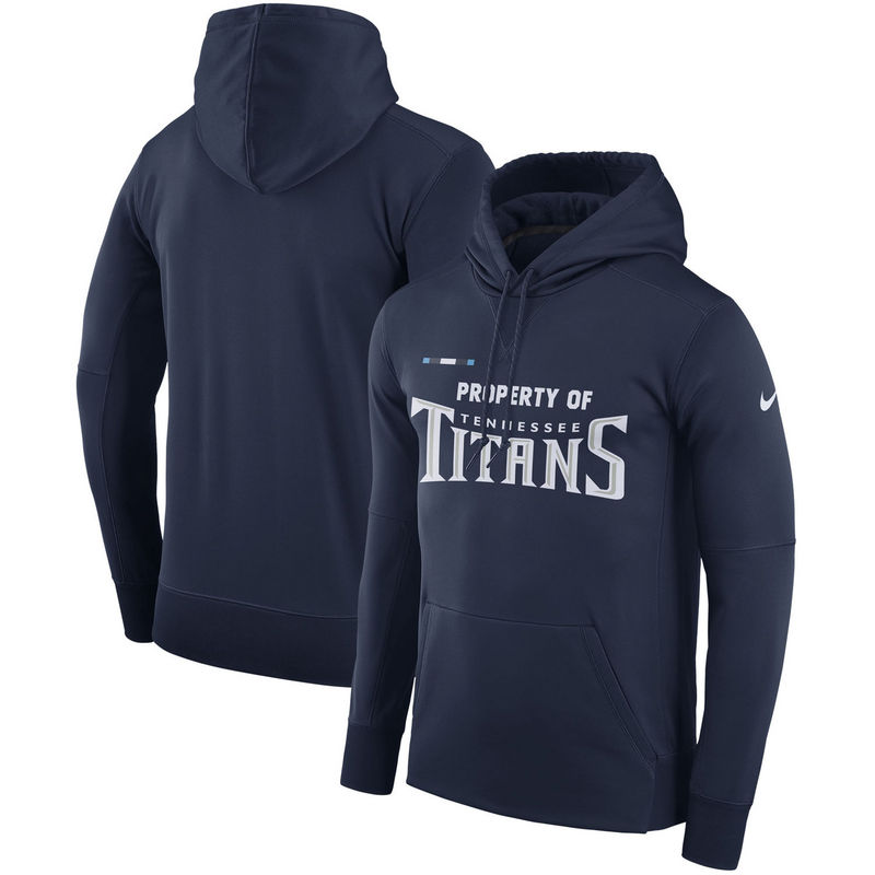 Men's Tennessee Titans Nike Navy Sideline Property Of Performance Pullover Hoodie