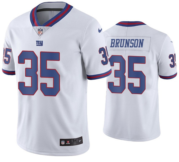 Men's New York Giants #35 T.J. Brunson 2020 White Color Rush Stitched Jersey