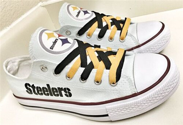 Women and Youth NFL Pittsburgh Steelers Repeat Print Low Top Sneakers 003