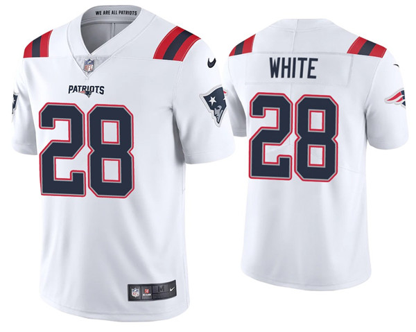 Men's New England Patriots #28 James White 2020 White Vapor Untouchable Limited Stitched NFL Jersey