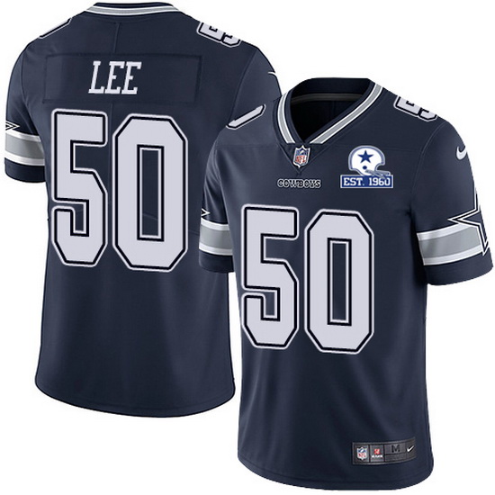 Men's Dallas Cowboys #50 Sean Lee Navy With Est 1960 Patch Limited Stitched NFL Jersey