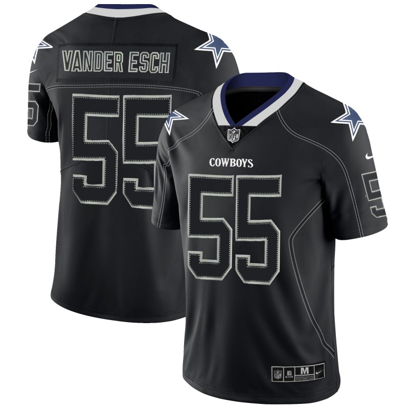 Men's Cowboys #55 Leighton Vander Esch NFL 2018 Lights Out Black Color Rush Limited Stitched Jersey