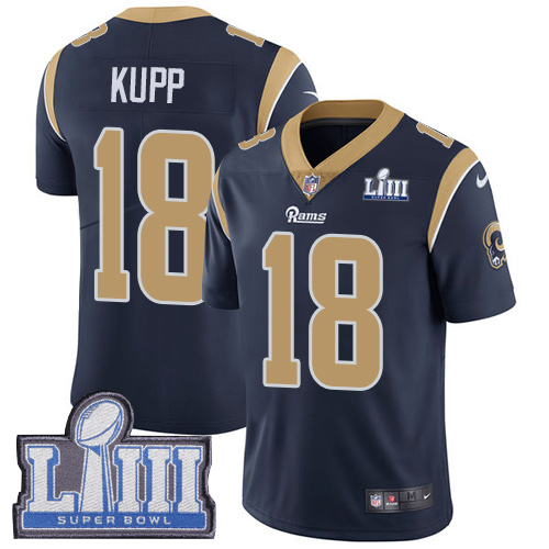 Men's Los Angeles Rams #18 Cooper Kupp Navy Blue Super Bowl LIII Vapor Untouchable Limited Stitched NFL Jersey
