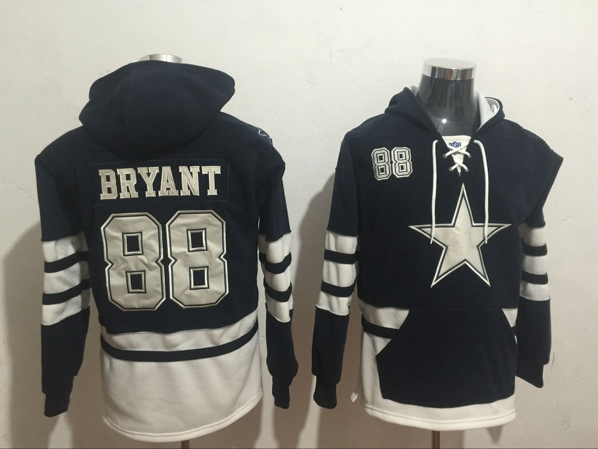 Men's Dallas Cowboys #88 Dez Bryant Navy All Stitched NFL Hooded Sweatshirt