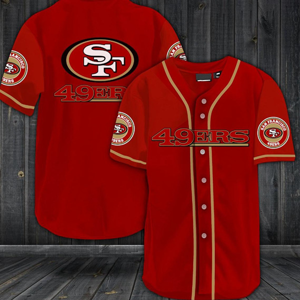Men's San Francisco 49ers Red Baseball Stitched Jersey Shirt