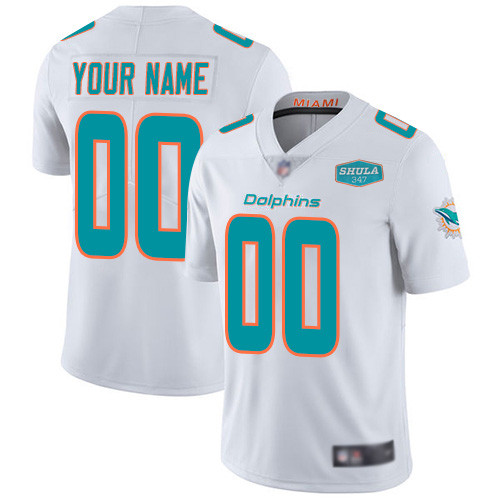 Men's Miami Dolphins Customized White With 347 Shula Patch 2020 Vapor Untouchable Stitched Jersey (Check description if you want Women or Youth size)