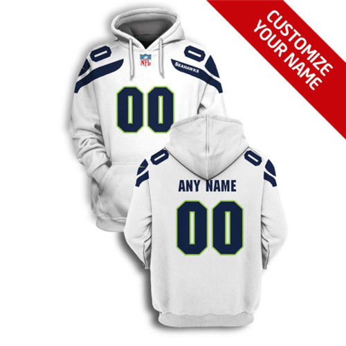 Men's Seattle Seahawks Active Player Custom 2021 White Pullover Hoodie