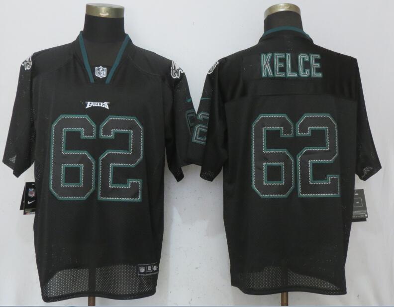 Men's Philadelphia Eagles #62 Jason Kelce Black Lights Out Elite Stitched NFL Jersey