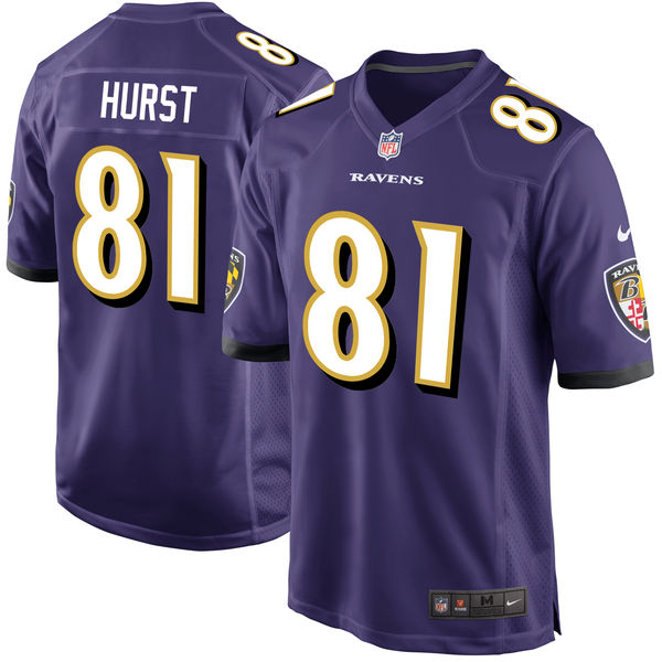 Men's Baltimore Ravens #81 Hayden Hurst Purple 2018 NFL Draft First Round Pick Game Jersey