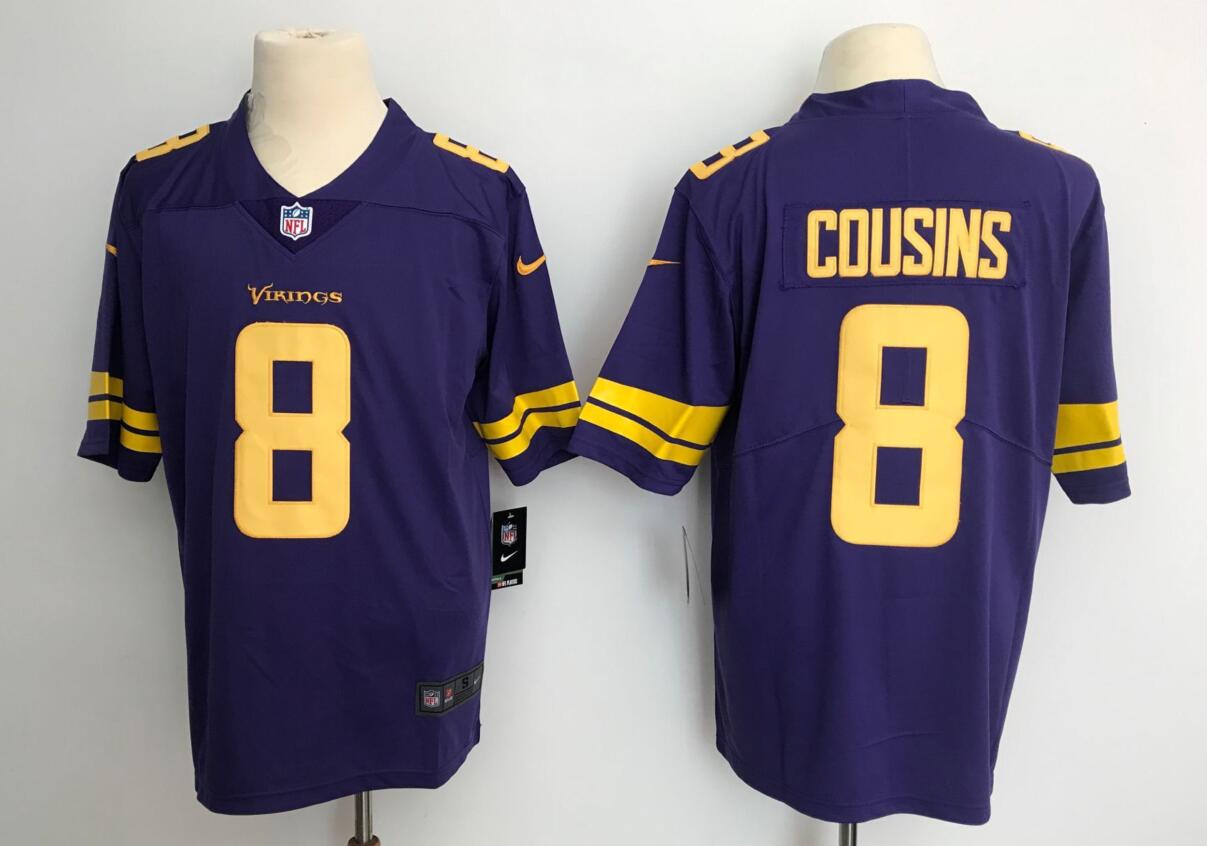 Men's Minnesota Vikings #8 Kirk Cousins Purple Limited Color Rush Stitched NFL Jersey