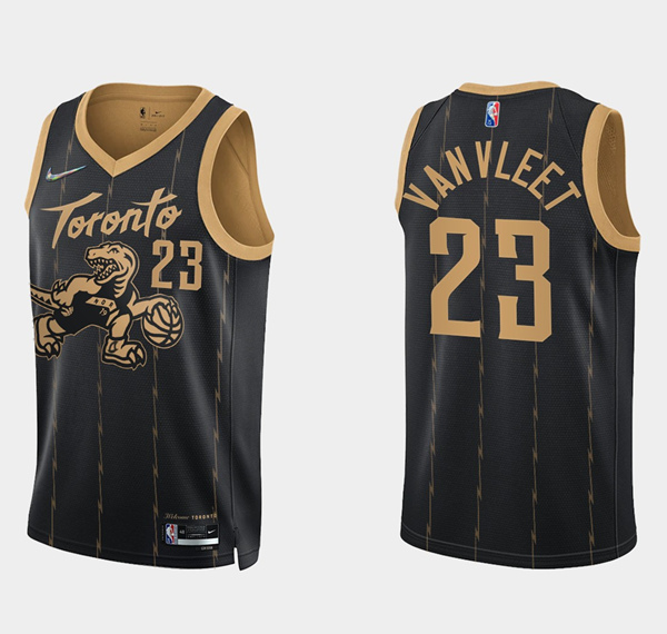Men's Toronto Raptors #23 Fred Vanvleet Black 75th Anniversary Stitched Basketball Jersey