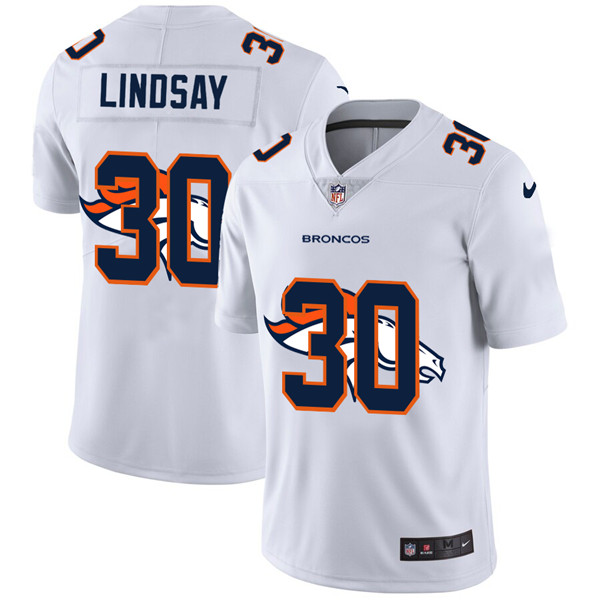 Men's Denver Broncos #30 Phillip Lindsay White Stitched NFL Jersey