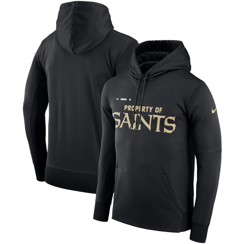 Men's New Orleans Saints Nike Black Sideline Property Of Performance Pullover Hoodie