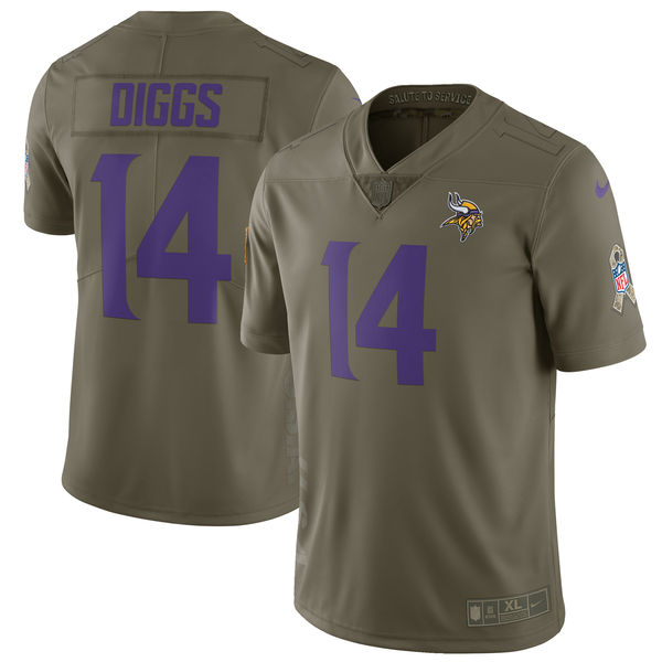 Men's Nike Minnesota Vikings #14 Stefon Diggs Olive Salute To Service Limited Stitched NFL Jersey