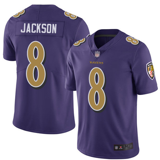 Men's Baltimore Ravens #8 Lamar Jackson Purple Color Rush Limited NFL Stitched Jersey
