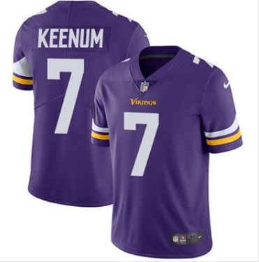 Men's Minnesota Vikings #7 Case Keenum Purple Vapor Untouchable Limited Stitched NFL Jersey