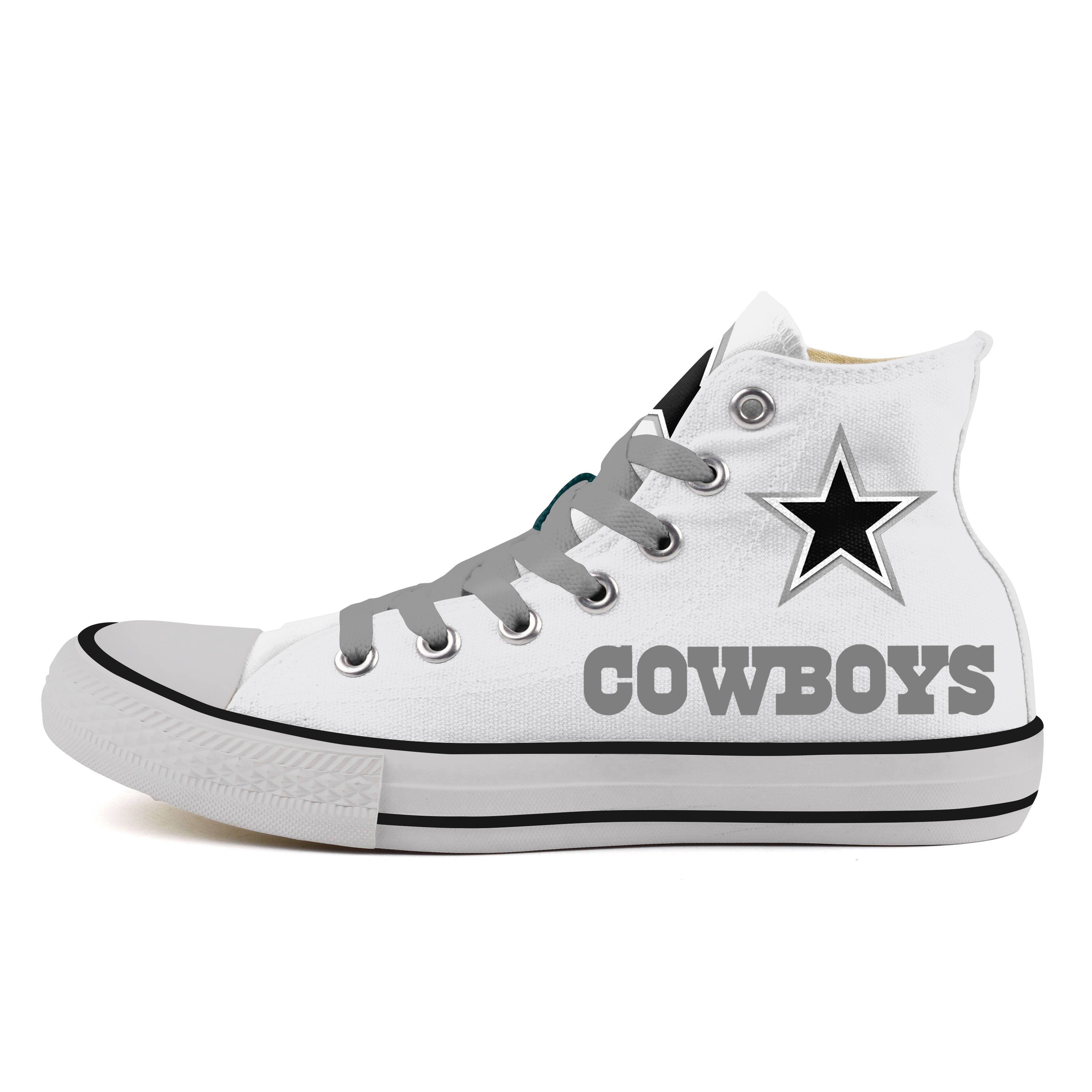 Women Or Youth NFL Dalls Cowboys Repeat Print High Top Sneakers 013