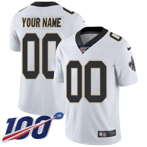 Men's Saints 100th Season ACTIVE PLAYER White Vapor Untouchable Limited Stitched NFL Jersey.