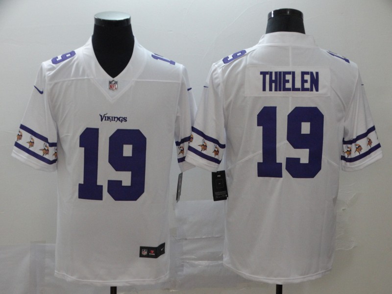 Men's Minnesota Vikings #19 Adam Thielen White 2019 Team Logo Limited Stitched NFL Jersey