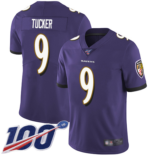 Men's Baltimore Ravens #9 Justin Tucker Purple 2019 100th Season Vapor Untouchable Limited NFL Jersey