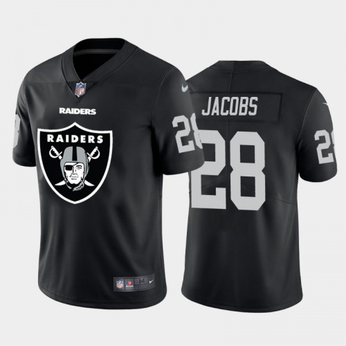 Men's Oakland Raiders #28 Josh Jacobs Big Logo Black Limited NFL Stitched Jersey