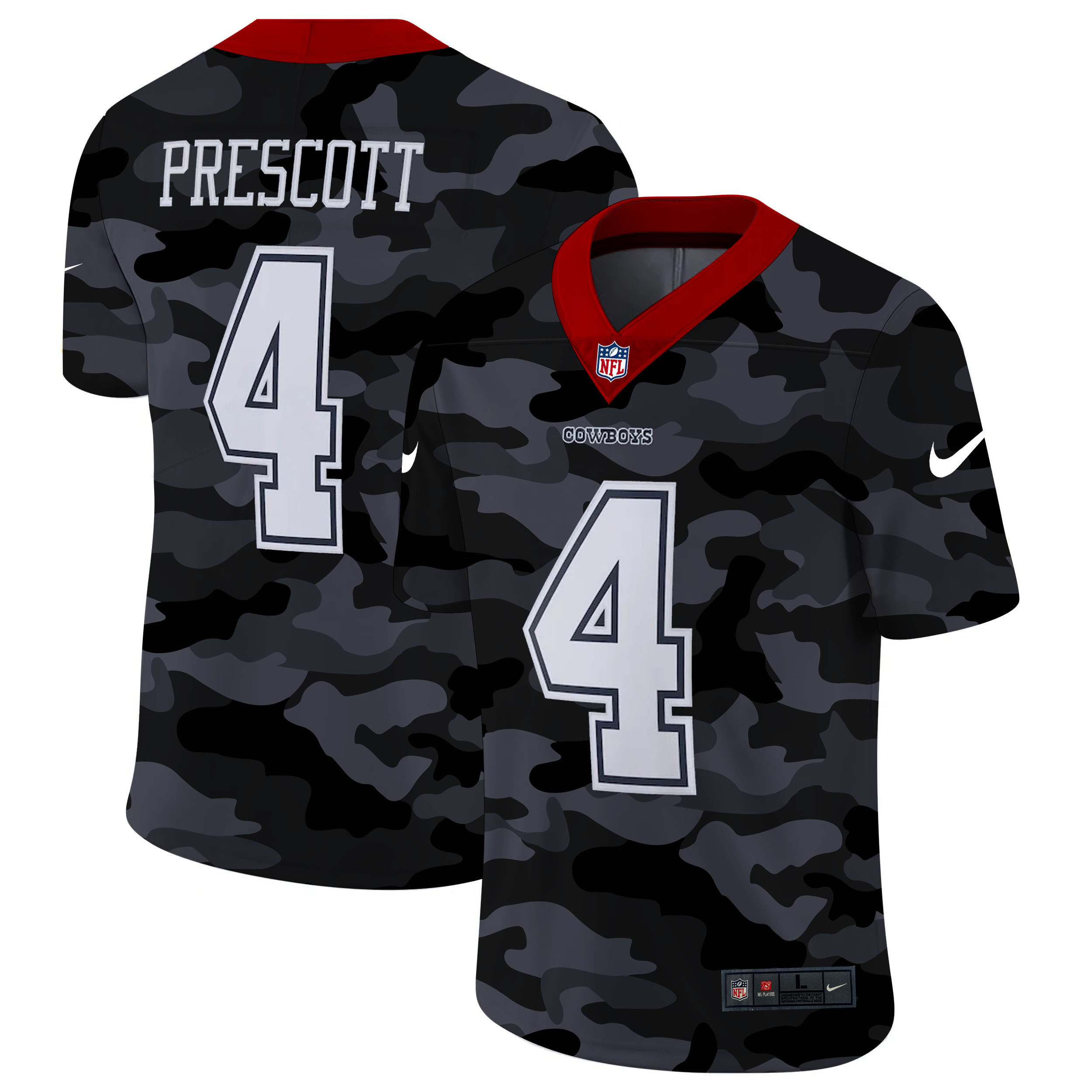 Men's Dallas Cowboys #4 Dak Prescott 2020 Camo Limited Stitched NFL Jersey