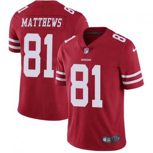 Men's San Francisco 49ers #81 Jordan Matthews Red Vapor Untouchable Limited Stitched NFL Jersey