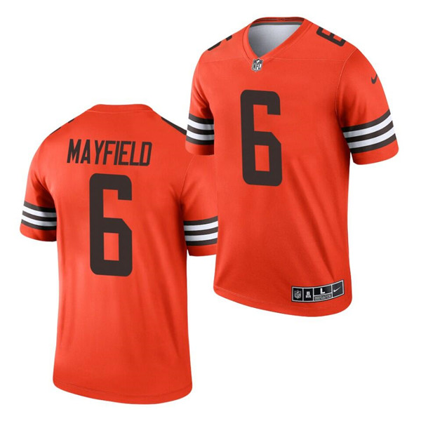 Men's Cleveland Browns #6 Baker Mayfield Orange 2021 Inverted Legend Jersey (Check description if you want Women or Youth size)