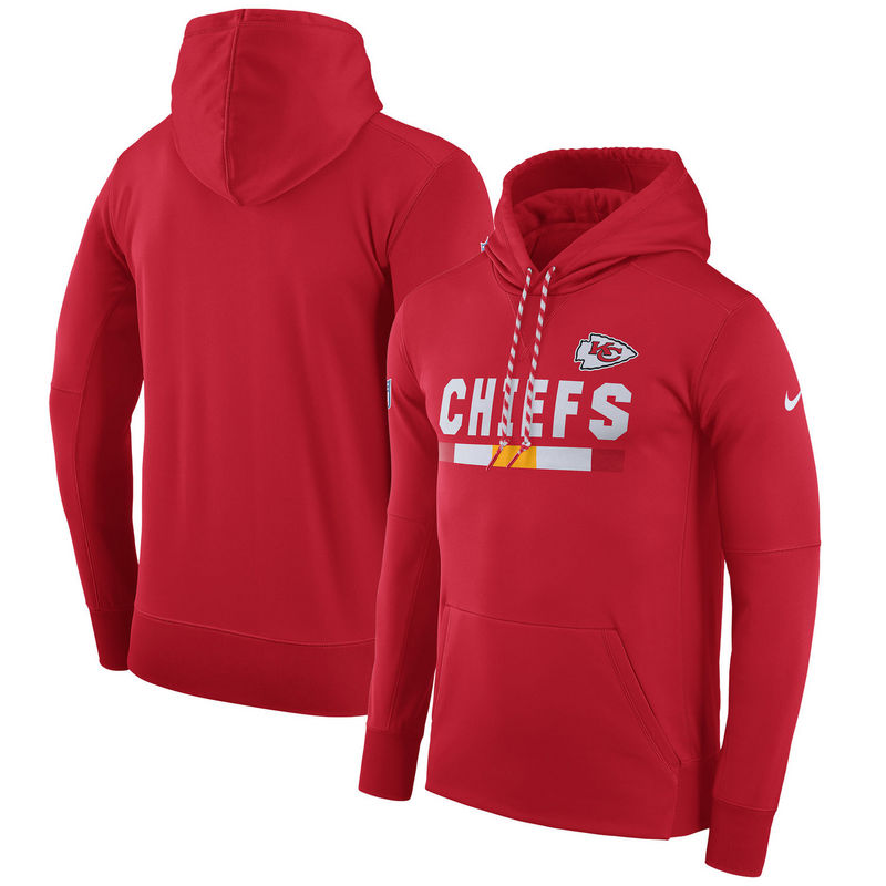 Men's Kansas City Chiefs Nike Red Sideline Team Name Performance Pullover Hoodie