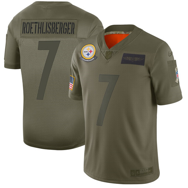 Men's Pittsburgh Steelers #7 Ben Roethlisberger 2019 Camo Salute To Service Limited Stitched NFL Jersey