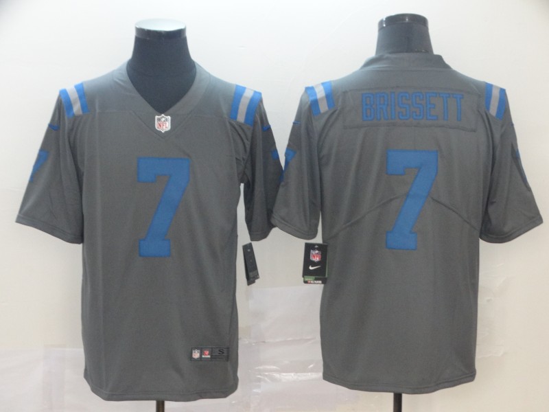 Men's Indianapolis Colts #7 Jacoby Brissett Gray Inverted Legend Stitched NFL Jersey