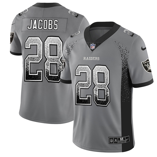 Men's Oakland Raiders #28 Josh Jacobs Black Drift Fashion Color Rush Limited Stitched NFL Jersey