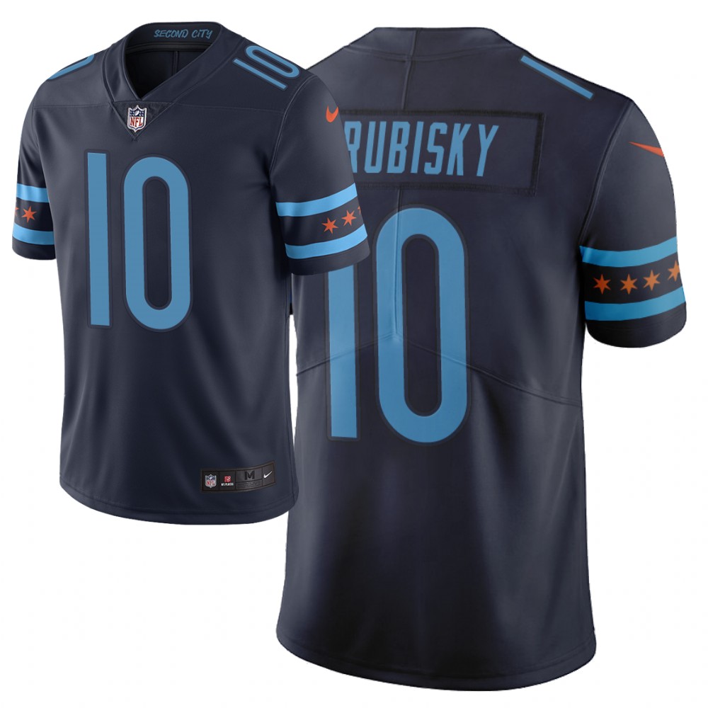 Men's Chicago Bears #10 Mitchell Trubisky Navy 2019 City Edition Limited Stitched NFL Jersey