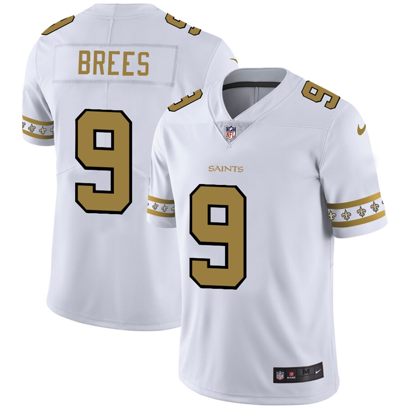 Men's New Orleans Saints #9 Drew Brees White 2019 Team Logo Cool Edition Stitched NFL Jersey