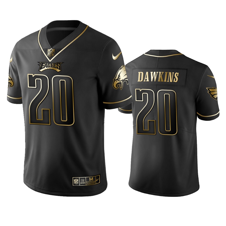Men's Philadelphia Eagles #20 Brian Dawkins Black 2019 Golden Edition Limited Stitched NFL Jersey