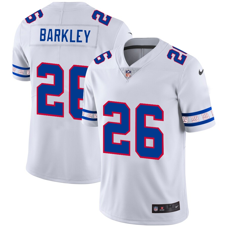 Men's New York Giants #26 Saquon Barkley White 2019 Team Logo Cool Edition Stitched NFL Jersey