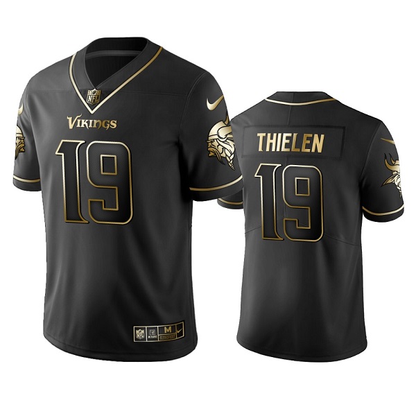 Men's Minnesota Vikings #19 Adam Thielen Black Golden Editon Limited Stitched NFL Jersey